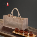 Fashion button design linen jute tote bag